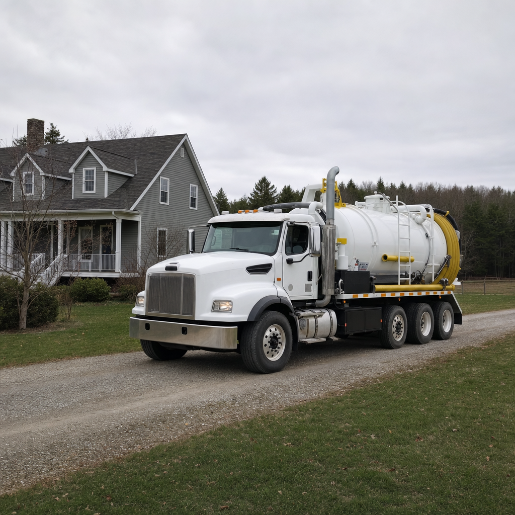 Septic vacuum truck arriving at a Sunnyvale home for same-day emergency service