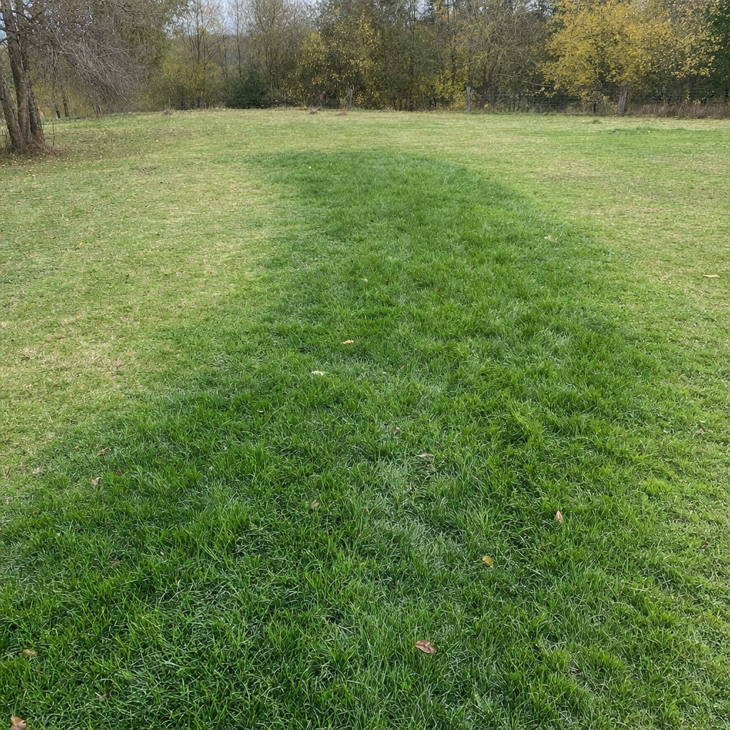 A soggy, unusually green patch of lawn over the drain field of a Sunnyvale home, a sign the septic tank needs pumping